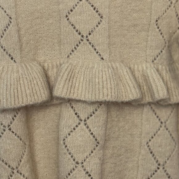 Chelsea & Violet Baby Sweater 12M | Tan Ruffle Knit - Picture 10 of 12